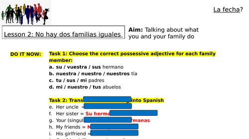 Module 3 Mi gente, mi mundo - No hay dos familias iguales - LESSON 2 - Spanish GCSE new spec 2024