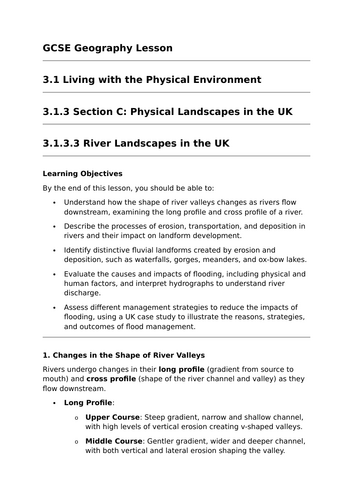 River Landscapes in the UK - GCSE Geography Lesson | Teaching Resources