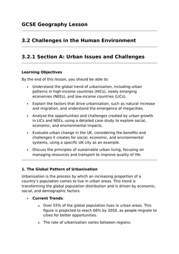 Urban Issues and Challenges - GCSE Geography Lesson