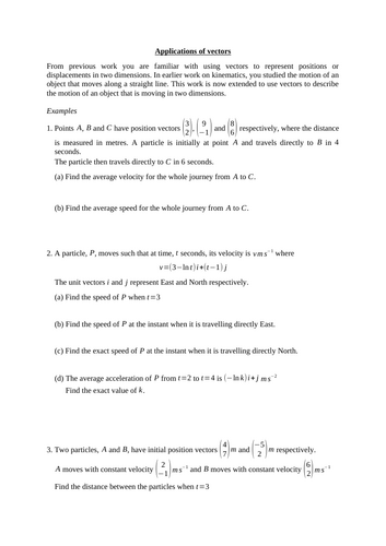 Applications of vectors (new A level maths)