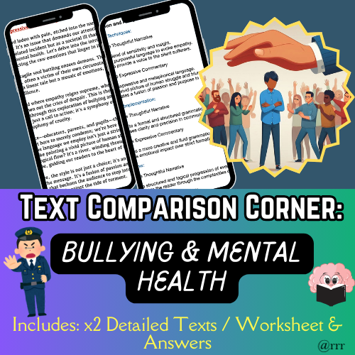 IGCSE English Lesson on: Bullying, Mental Health & Communication: Texts Comparison & Contrast