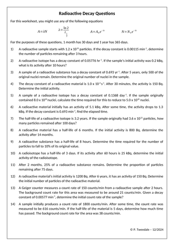 Radioactivity Calculations