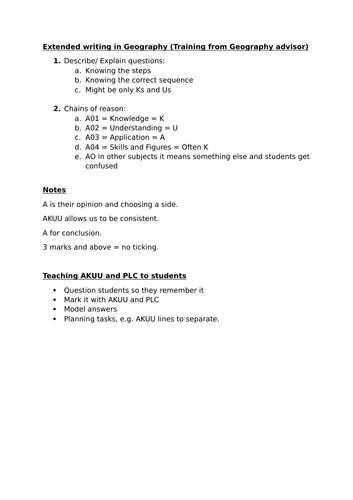 KS4 Geography marking