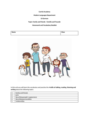 S3 German Homework & Vocabulary Booklet