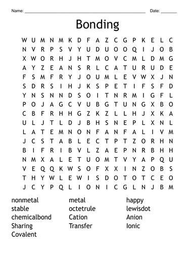 Bonding Wordsearch