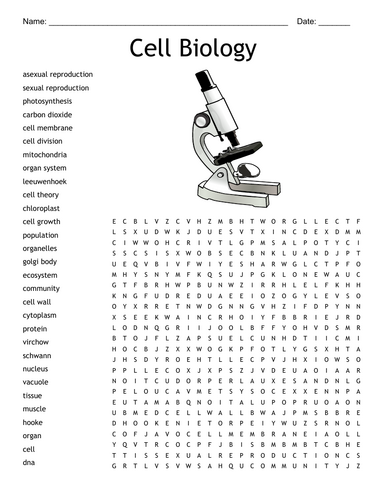 Cell Biology Wordsearch