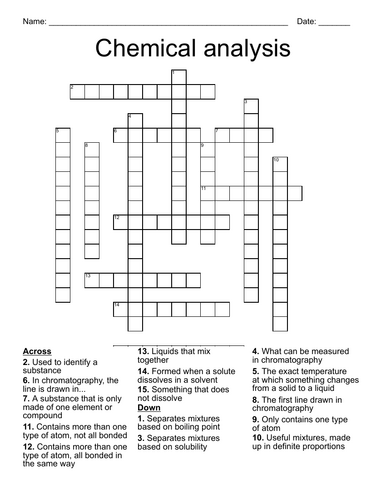 Chemical Analysis Crossword