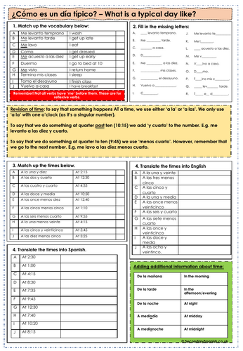 AQA GCSE: Healthy lifestyles - ¿Cómo es un día típico?