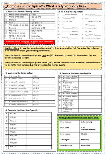 AQA GCSE: Healthy lifestyles - ¿Cómo es un día típico?