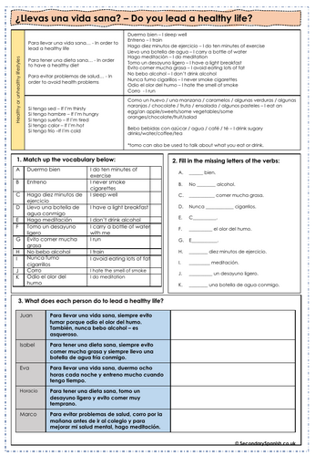 AQA GCSE: Healthy lifestyles - ¿Llevas una vida sana?