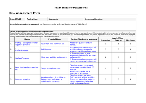 Net Sports Risk Assessment