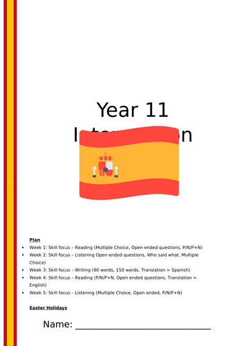 GCSE Spanish Grade 9-7 Intervention Booklet