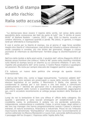 A Level Italian Theme 2 - Media - Libertá di Stampa