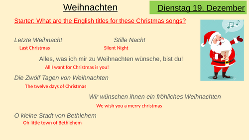 Weihnachten yr8 Christmas lesson