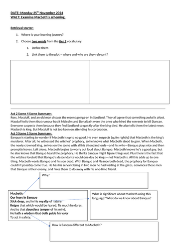 Macbeth Act 3 worksheets