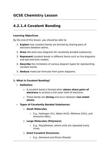 Covalent Bonding - GCSE Chemistry Lesson