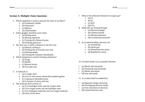 Science stage 9 MCQ