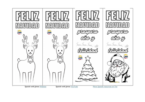 Spanish Christmas Colouring Bookmarks (Feliz Navidad )