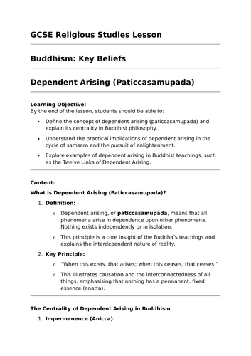 Dependent Arising - GCSE Religious Studies Lesson