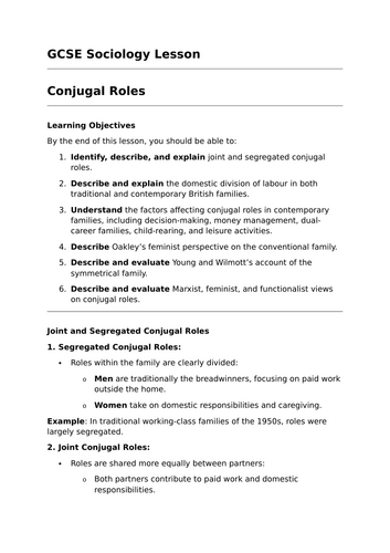 Gender Roles - GCSE Sociology Lesson