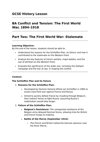 First World War: Stalemate (1894–1918) - GCSE History Lesson