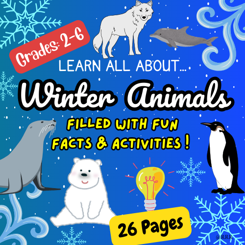 Winter Animals Activity Workbook for Kids: titled: Snowy Safari. End of Year Lesson  & Fun