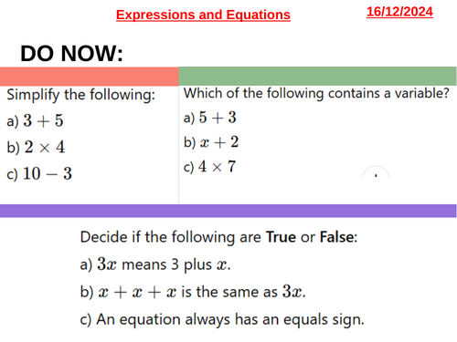 Equations and Expressions