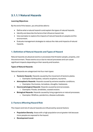 Natural Hazards - GCSE Geography Lesson