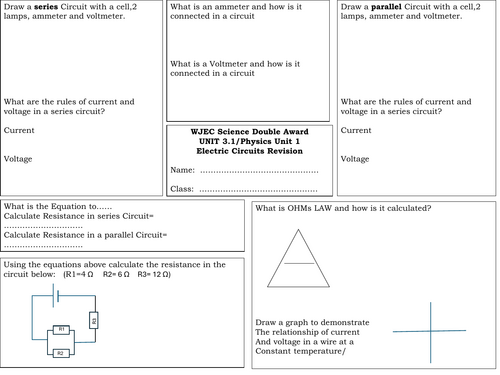 WJEC Science  Electrical Circuit Revision MAT & PPT:  Double Award Science Unit 3.1/Physics Unit 1.1