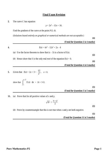 P2 iAL Edexcel Final Revision for Jan 2025