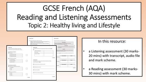 Assessments- Topic 2: Healthy living and Lifestyle- GCSE French