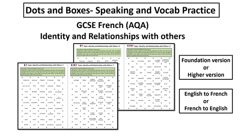 Dots and Boxes- Identity and Relationships with others- GCSE French