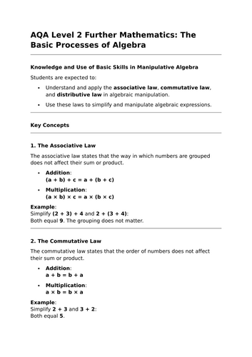 The Basic Processes of Algebra - GCSE Further Maths