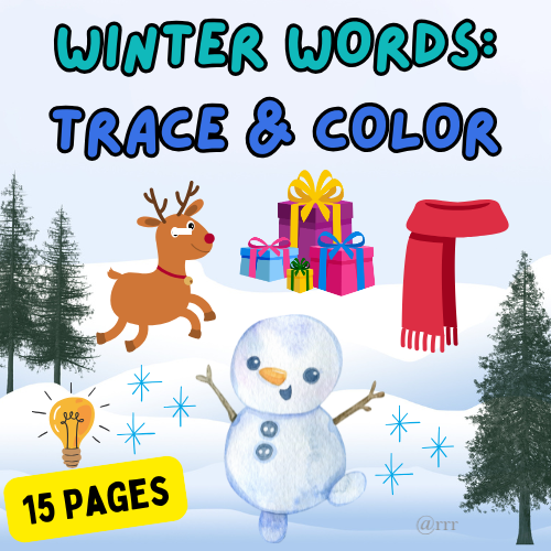 Kids Winter Words: Trace & Color Activity Workbook for Year-End Fun for Young Children to Complete!