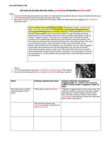 AQA GCSE English Language June 2023 Paper 2- Q3 | Teaching Resources