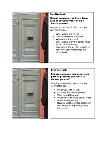 Creative writing sheet- Through my letterbox