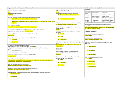 Summary sheet (student complete)