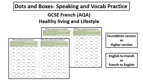 Dots and Boxes- Healthy living and Lifestyle- GCSE French