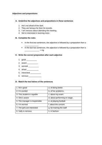 ESL Adjectives and prepositions