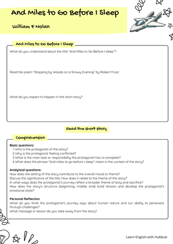 "And Miles to Go Before I Sleep" Analysis Lesson