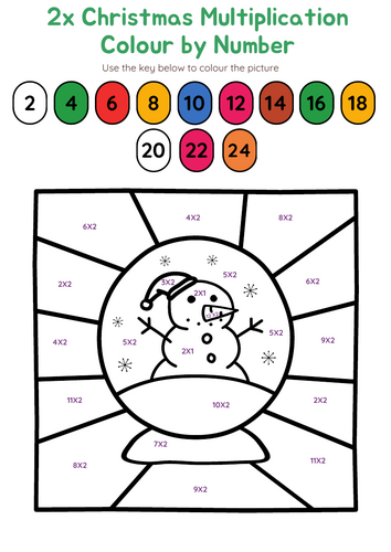 2x Table Christmas Colour By Number