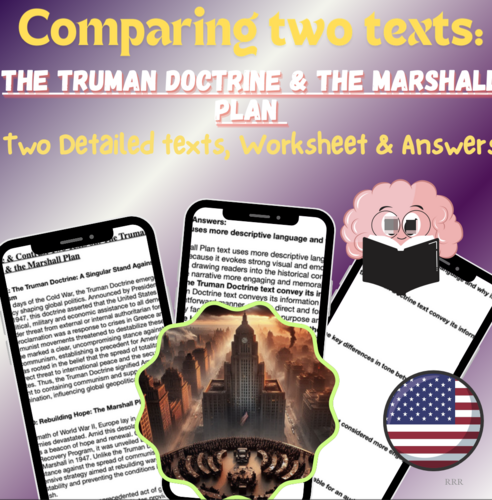 GCSE & IGCSE English: Compare & Contrast: The Truman Doctrine vs. The Marshall Plan~  with Worksheet