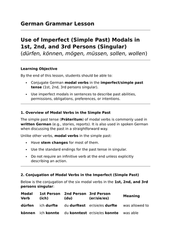 Past Modal Verbs - GCSE German Grammar Lesson