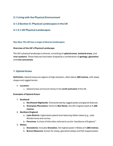 UK Physical Landscapes - GCSE Geography Lesson