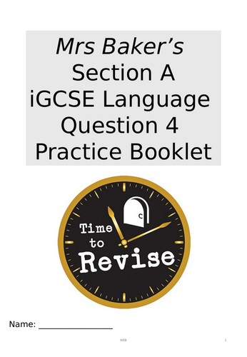 English Language iGCSE Q4 practice question booklet