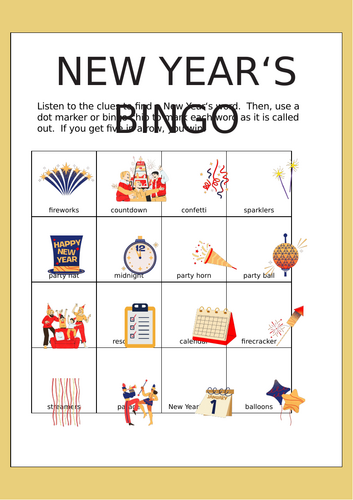 New Years Bingo - Editable ppt