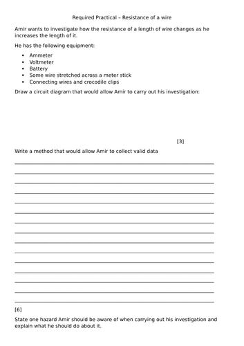 Resistance of a wire exam style questions