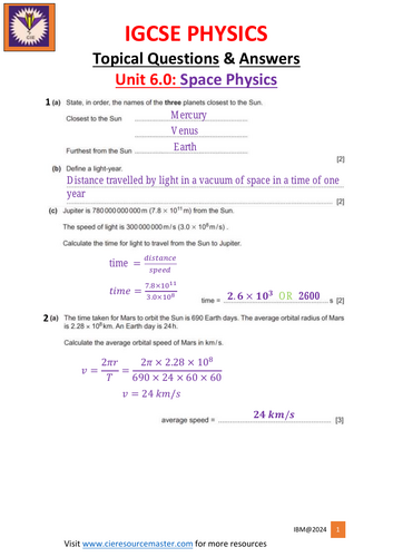 IGCSE Space Physics Q&A