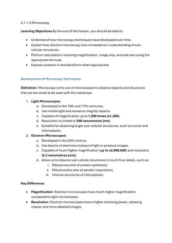 Microscopy - GCSE Biology