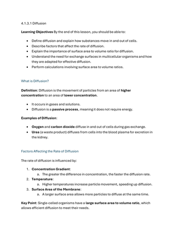 Diffusion - GCSE Biology